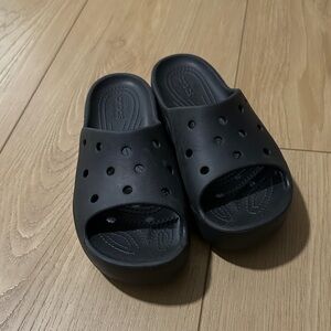 CROCS Black Platform Slide Sandals